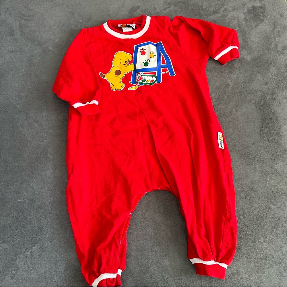 Vintage Spot Puppy Romper